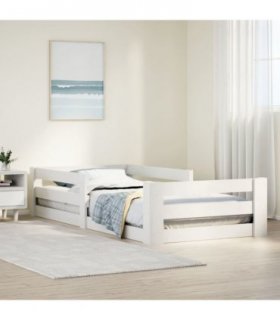 vidaXL Bed Frame without Mattress White 100x200 cm Solid Wood Pine — Size: 100 x 200 cm — V0672055895