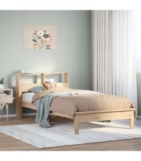 vidaXL Bookcase Bed without Mattress 90x190 cm Single Solid Wood Pine — Colour: natural, Size: 90 x 190 cm