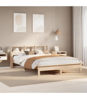 vidaXL Bookcase Bed without Mattress 120x200 cm Solid Wood Pine — Colour: natural, Size: 120 x 200 cm