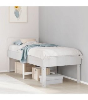 vidaXL Bed Frame without Mattress White 75x190 cm Small Single Solid Wood Pine — Size: 75 x 190 cm — V0672055920
