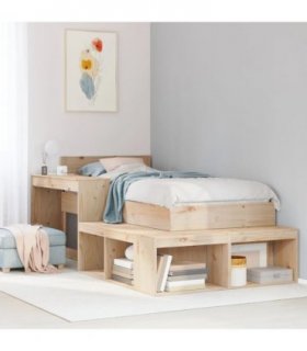 vidaXL Bedside Cabinet with Desk 232x122x75 cm Solid Wood Pine — Colour: natural, Size: 232 x 122 x 75 cm