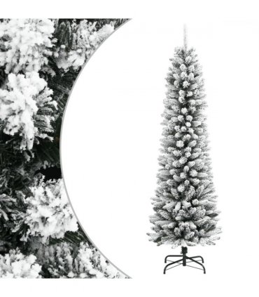 vidaXL Artificial Slim Christmas Tree with Flocked Snow 150 cm PVC&PE — Model: without led