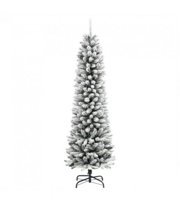 vidaXL Artificial Slim Christmas Tree with Flocked Snow 150 cm PVC&PE — Model: without led