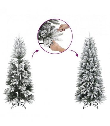 vidaXL Artificial Slim Christmas Tree with Flocked Snow 150 cm PVC&PE — Model: without led
