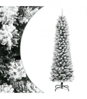 vidaXL Artificial Slim Christmas Tree with Flocked Snow 120 cm PVC&PE — Model: without led
