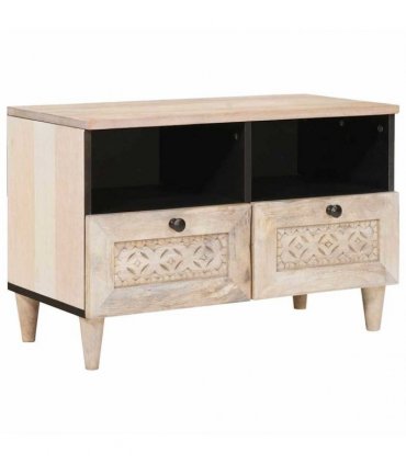 vidaXL TV Units with Drawer White 70 x 33 x 46 cm Engineered wood — Colour: White (bleached finish)