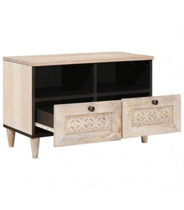 vidaXL TV Units with Drawer White 70 x 33 x 46 cm Engineered wood — Colour: White (bleached finish)