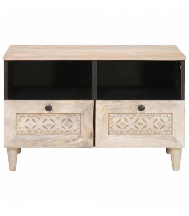 vidaXL TV Units with Drawer White 70 x 33 x 46 cm Engineered wood — Colour: White (bleached finish)