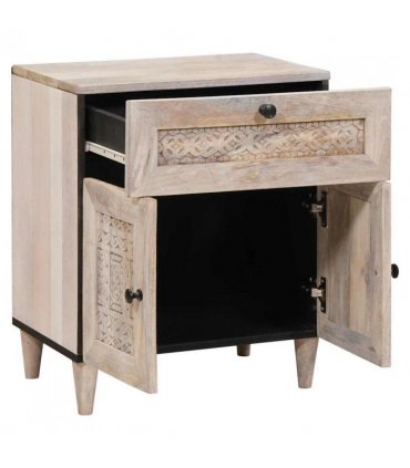 vidaXL Bedside Cabinet White 50 x 33 x 60 cm Engineered Wood — Colour: White (bleached finish)