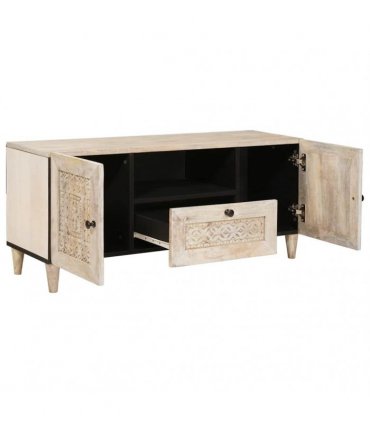 vidaXL TV Units with Drawer White 105 x 33 x 46 cm Engineered wood — Colour: White (bleached finish)