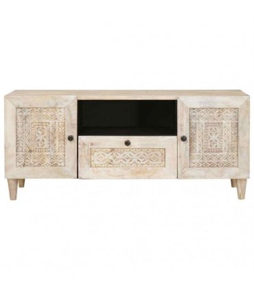 vidaXL TV Units with Drawer White 105 x 33 x 46 cm Engineered wood — Colour: White (bleached finish)