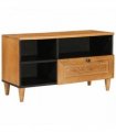 vidaXL TV Cabinet with Drawer 80 x 33 x 46 cm Solid Mango Wood — Colour: Light brown (desert finish)