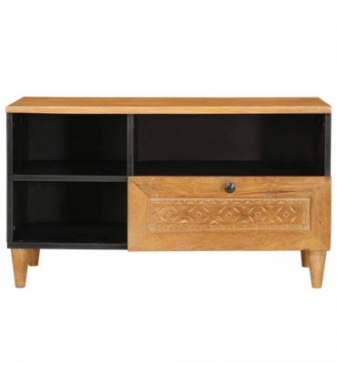 vidaXL TV Cabinet with Drawer 80 x 33 x 46 cm Solid Mango Wood — Colour: Light brown (desert finish)