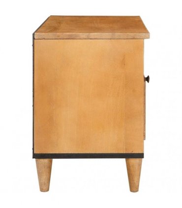 vidaXL TV Cabinet with Drawer 80 x 33 x 46 cm Solid Mango Wood — Colour: Light brown (desert finish)
