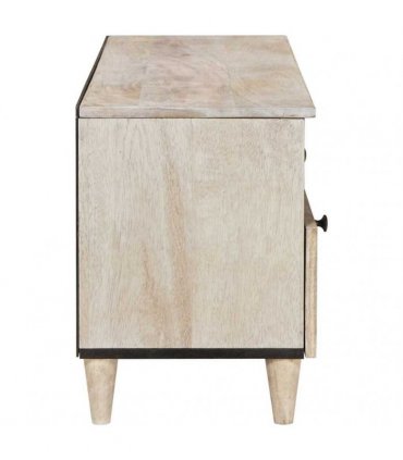vidaXL TV Cabinet Bleached White 100 x 33 x 46 cm Solid Mango Wood — Colour: White (bleached finish)