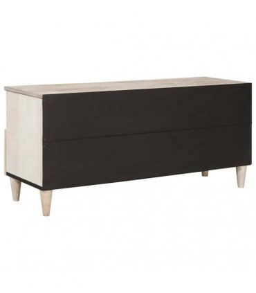 vidaXL TV Cabinet Bleached White 100 x 33 x 46 cm Solid Mango Wood — Colour: White (bleached finish)