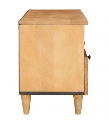 vidaXL TV Cabinet with Drawer 100 x 33 x 46 cm Solid Mango Wood — Colour: Light brown (desert finish)