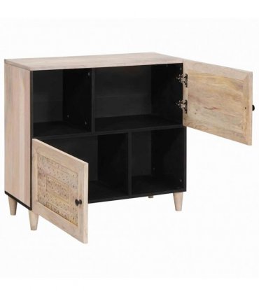 vidaXL Sideboard Bleached White 80 x 33 x 75 cm Solid Mango Wood — Colour: White (bleached finish)