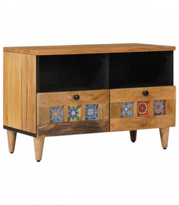 vidaXL TV Cabinet with Drawer Natural 70 x 33 x 46 cm Solid Mango Wood