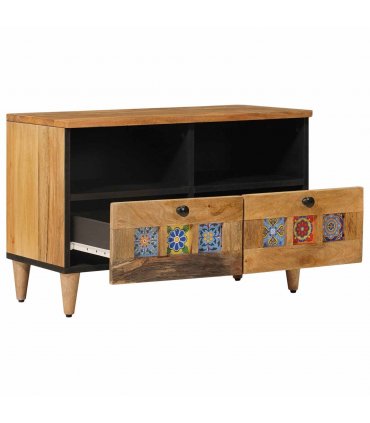 vidaXL TV Cabinet with Drawer Natural 70 x 33 x 46 cm Solid Mango Wood