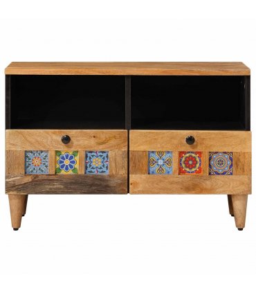 vidaXL TV Cabinet with Drawer Natural 70 x 33 x 46 cm Solid Mango Wood