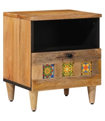 vidaXL Bedside Cabinet Natural 40 x 33 x 46 cm Solid Mango Wood — V0672056282