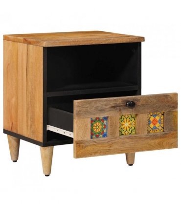 vidaXL Bedside Cabinet Natural 40 x 33 x 46 cm Solid Mango Wood — V0672056282