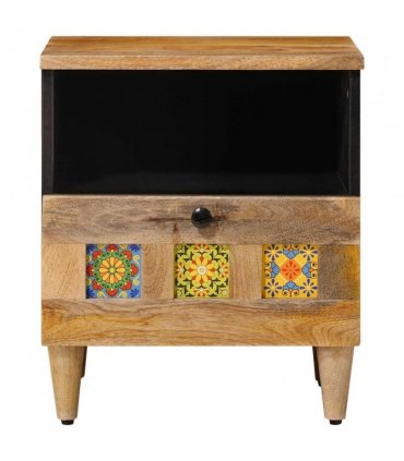 vidaXL Bedside Cabinet Natural 40 x 33 x 46 cm Solid Mango Wood — V0672056282