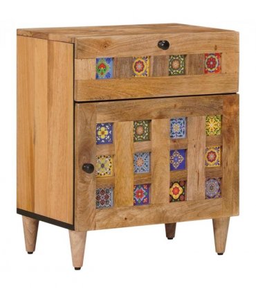 vidaXL Bedside Cabinet Natural 50 x 33 x 60 cm Solid Mango Wood — V0672056284