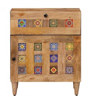 vidaXL Bedside Cabinet Natural 50 x 33 x 60 cm Solid Mango Wood — V0672056284