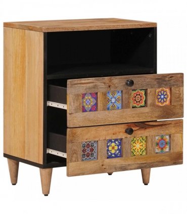 vidaXL Bedside Cabinet Natural 50 x 33 x 62 cm Solid Mango Wood — V0672056288