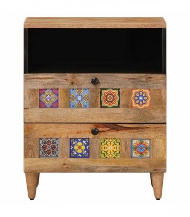 vidaXL Bedside Cabinet Natural 50 x 33 x 62 cm Solid Mango Wood — V0672056288