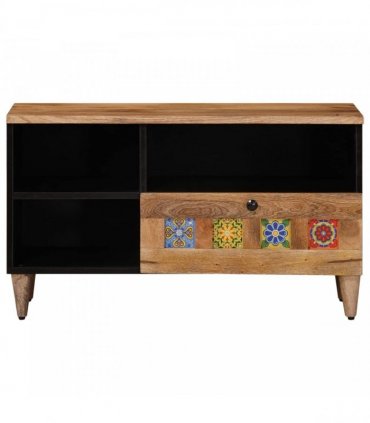 vidaXL TV Cabinet with Drawer Natural 80 x 33 x 46 cm Solid Mango Wood