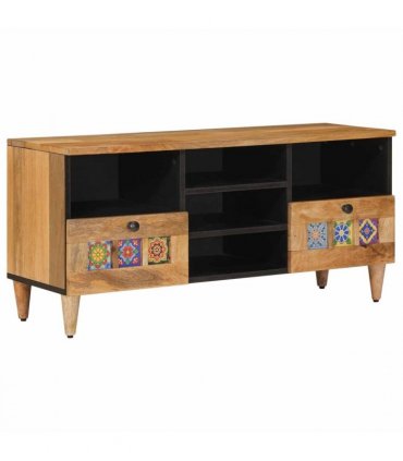 vidaXL TV Cabinet with Shelf Natural 100 x 33 x 46 cm Solid Mango Wood