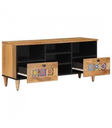 vidaXL TV Cabinet with Shelf Natural 100 x 33 x 46 cm Solid Mango Wood