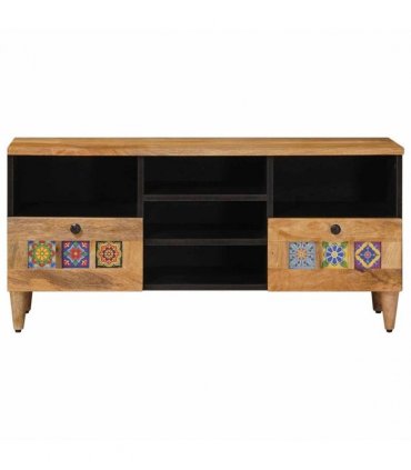 vidaXL TV Cabinet with Shelf Natural 100 x 33 x 46 cm Solid Mango Wood
