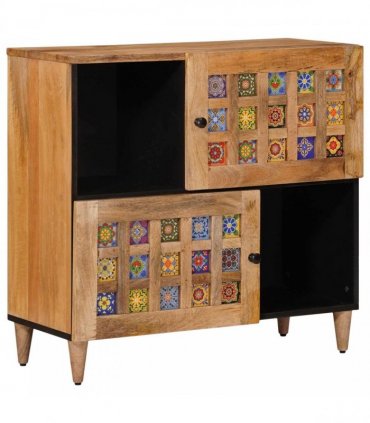 vidaXL Sideboard with Storage Natural 80 x 33 x 75 cm Solid Mango Wood