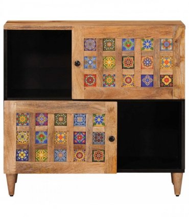 vidaXL Sideboard with Storage Natural 80 x 33 x 75 cm Solid Mango Wood