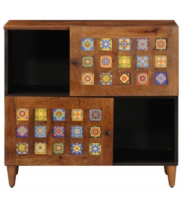 vidaXL Sideboard with Storage Walnut 80 x 33 x 75 cm Solid Mango Wood