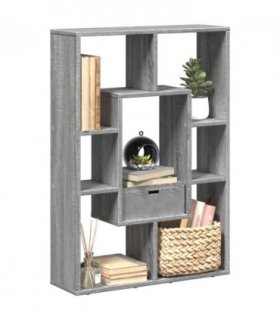 vidaXL Bookcase Grey Sonoma 63x20x90 cm Engineered Wood