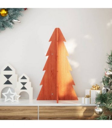 vidaXL Wooden Christmas Tree for Decoration Wax Brown 69.5 cm Solid Wood Pine