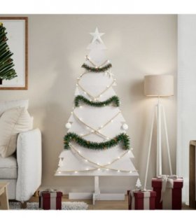 vidaXL Wooden Christmas Tree for Decoration White 150 cm Solid Wood Pine