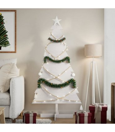 vidaXL Wooden Christmas Tree for Decoration White 150 cm Solid Wood Pine