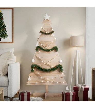 vidaXL Wooden Christmas Tree for Decoration 150 cm Solid Wood Pine — Colour: natural