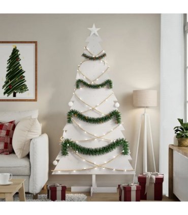 vidaXL Wooden Christmas Tree for Decoration White 180 cm Solid Wood Pine
