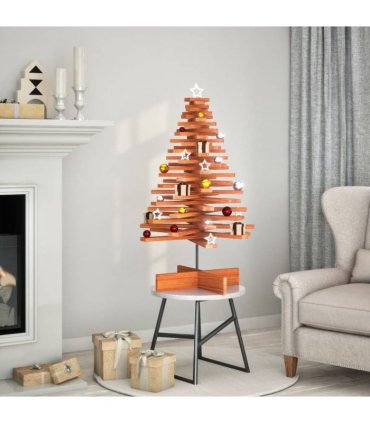 vidaXL Wooden Christmas Tree for Decoration Wax Brown 100 cm Solid Wood Pine
