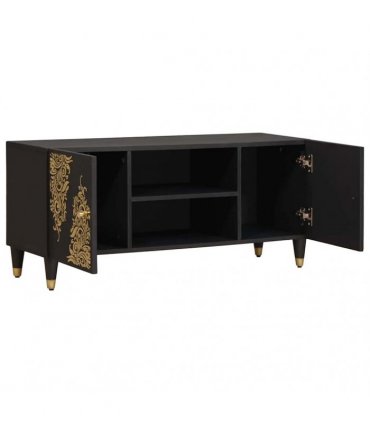 vidaXL TV Cabinet with Shelf Black 105 x 33 x 46 cm Solid Mango Wood