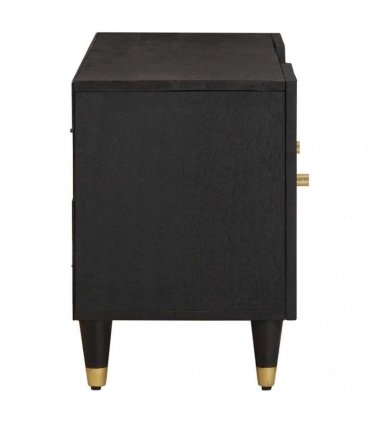vidaXL TV Cabinet with Shelf Black 105 x 33 x 46 cm Solid Mango Wood