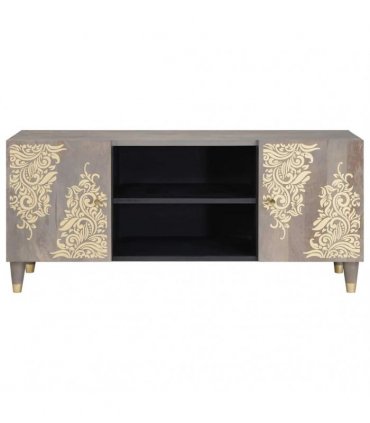 vidaXL TV Cabinet with Shelf Grey 105 x 33 x 46 cm Solid Mango Wood