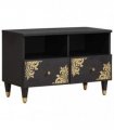 vidaXL TV Cabinet with Drawer Black 70 x 33 x 46 cm Solid Mango Wood